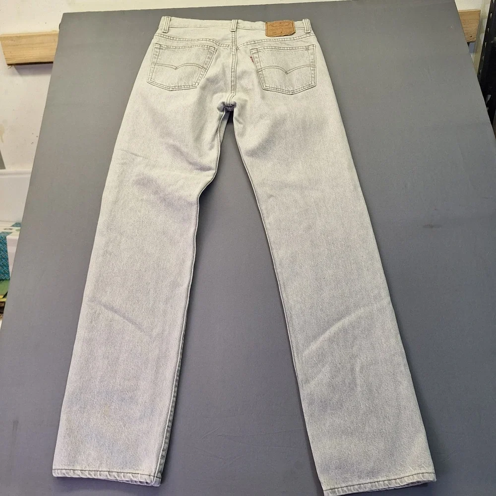 Vintage Levis 501 Jeans Mens 33x34 Grey Wash Straight Leg Denim Made in USA